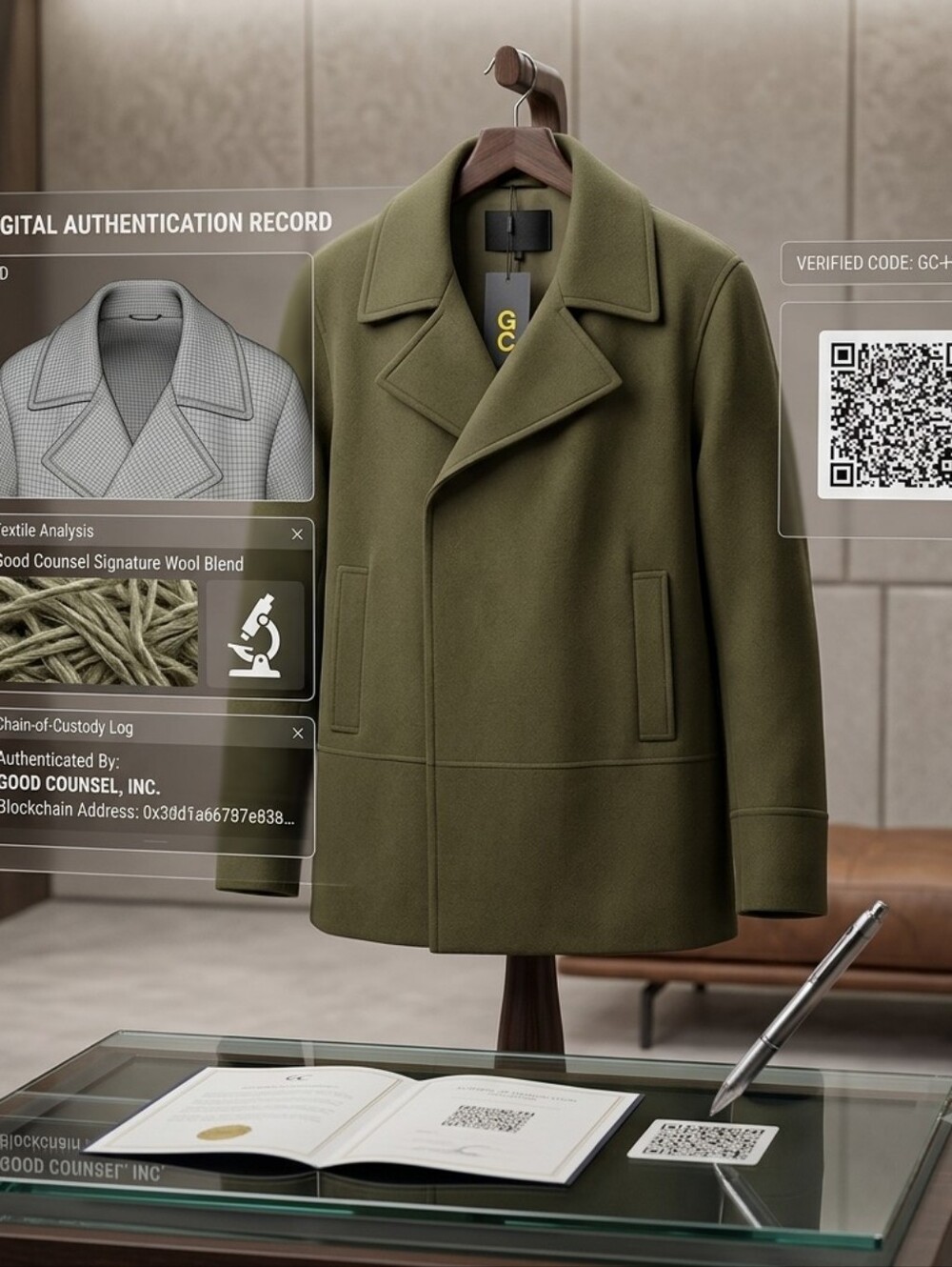 Men's Olive Green Peacoat